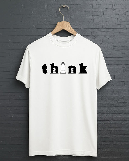 "Think” Half Sleeve Round Neck Unisex Cotton T-Shirt