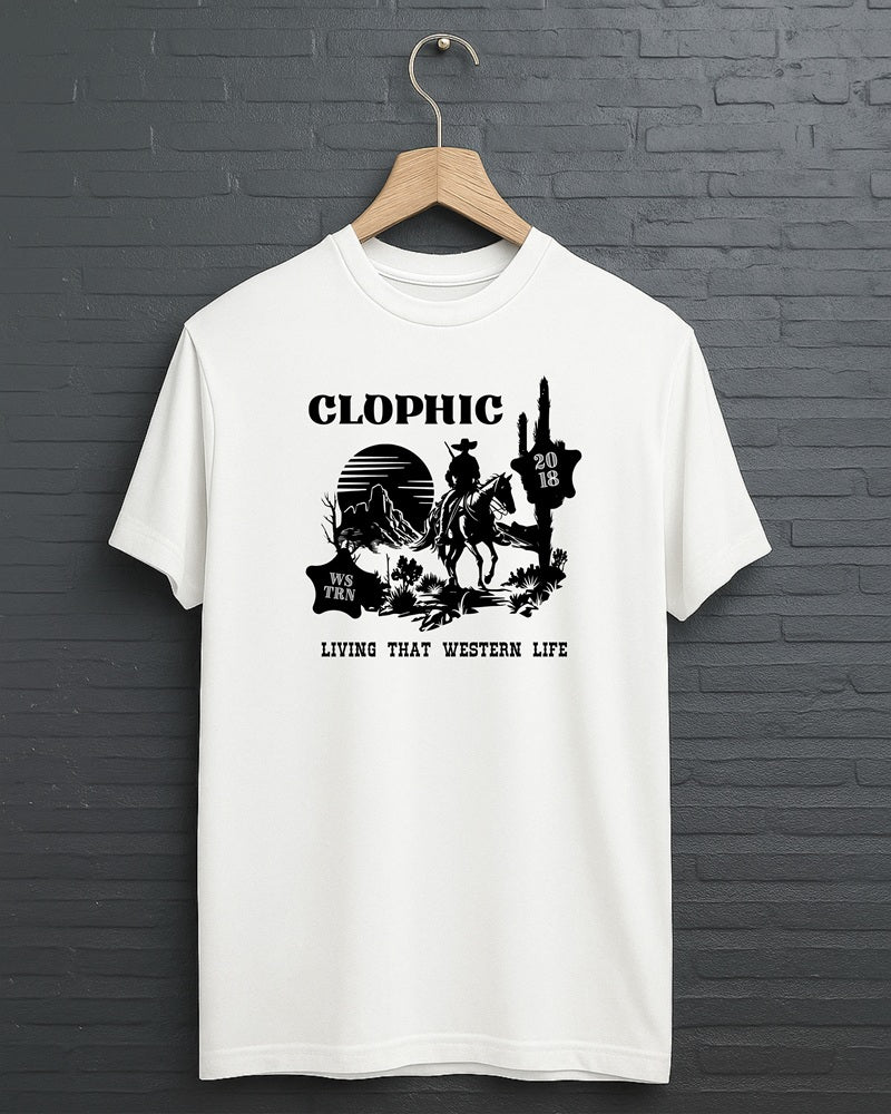 Clophic Western Life  Half Sleeve Round Neck Unisex Cotton T-Shirt