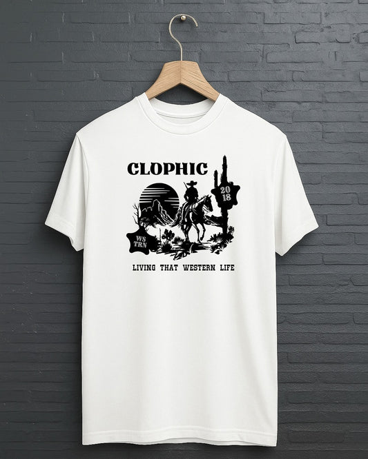 Clophic Western Life  Half Sleeve Round Neck Unisex Cotton T-Shirt