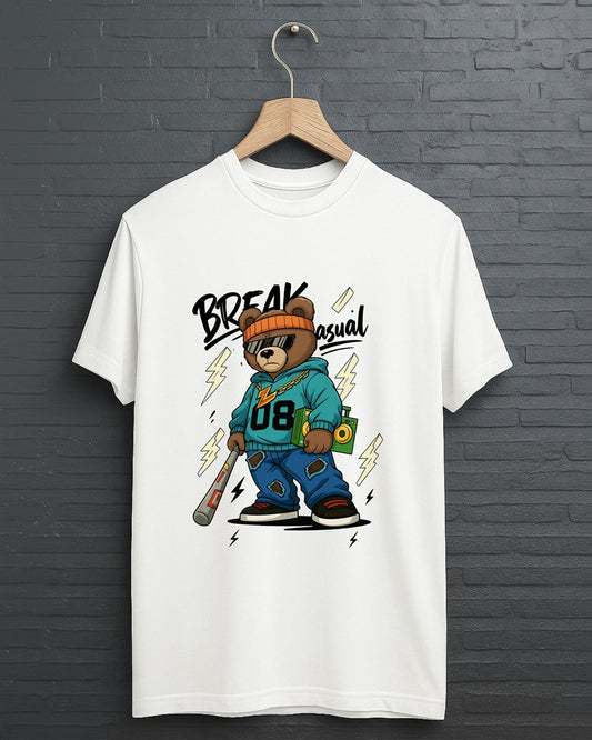 "Break” Half Sleeve Round Neck Unisex Cotton T-Shirt