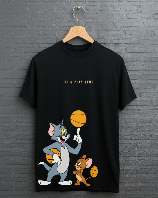 "It's Play Time” Half Sleeve Round Neck Unisex Cotton T-Shirt