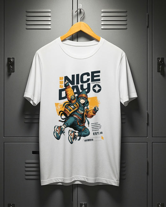 "Nice Day” Half Sleeve Round Neck Unisex Cotton T-Shirt
