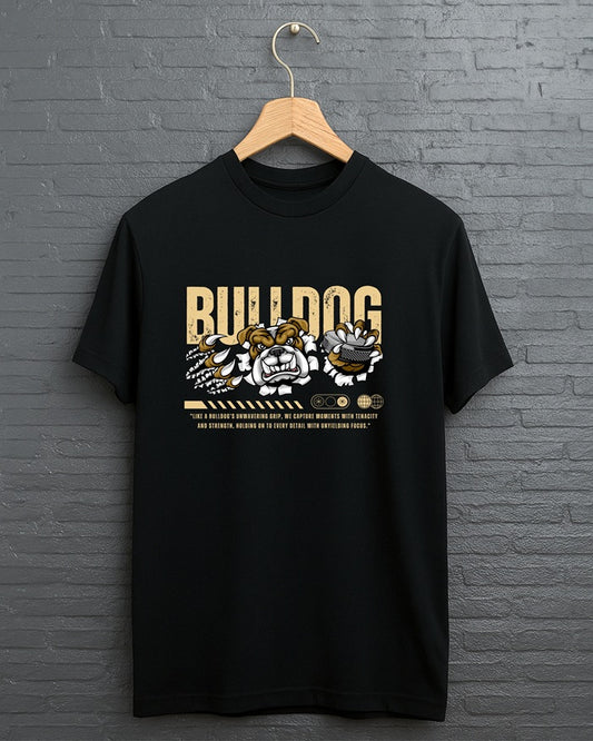 "Bull Dog” Half Sleeve Round Neck Unisex Cotton T-Shirt