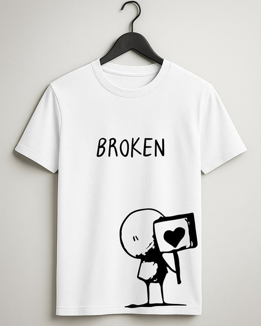 "Broken” Half Sleeve Round Neck Unisex Cotton T-Shirt