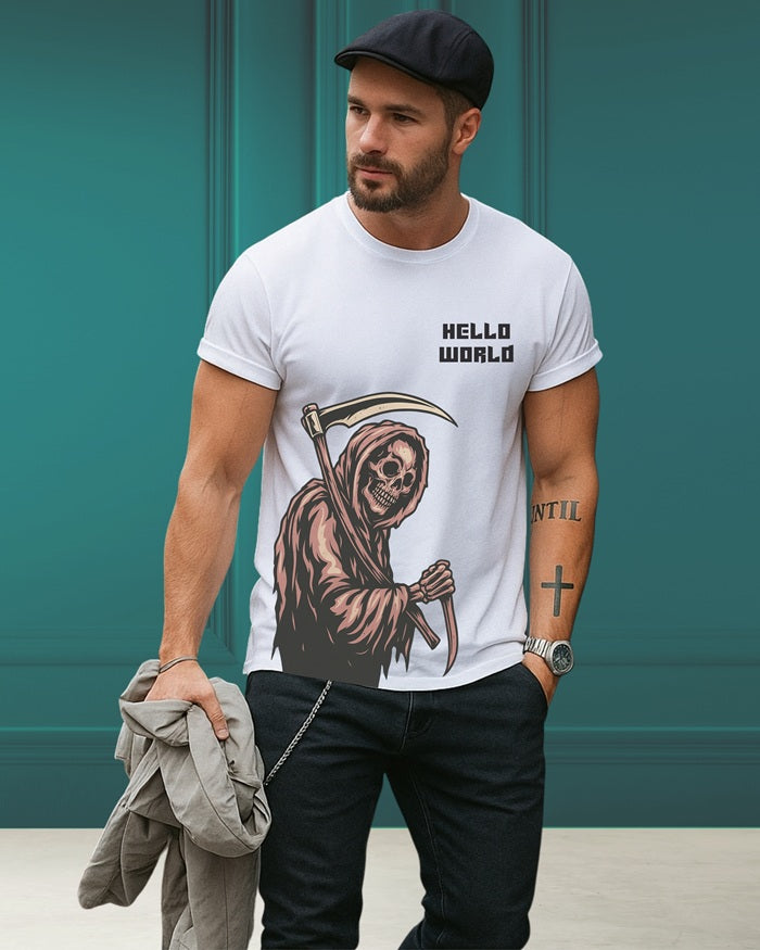 "Hello World” Half Sleeve Round Neck Unisex Cotton T-Shirt