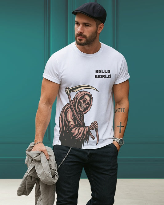 "Hello World” Half Sleeve Round Neck Unisex Cotton T-Shirt