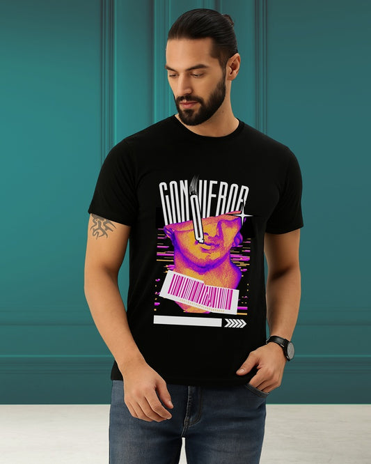 "Conqueror” Half Sleeve Round Neck Unisex Cotton T-Shirt