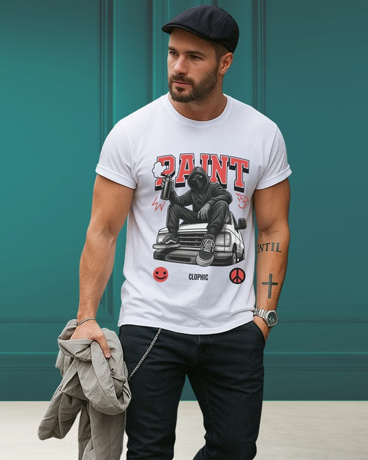 "Paint” Half Sleeve Round Neck Unisex Cotton T-Shirt
