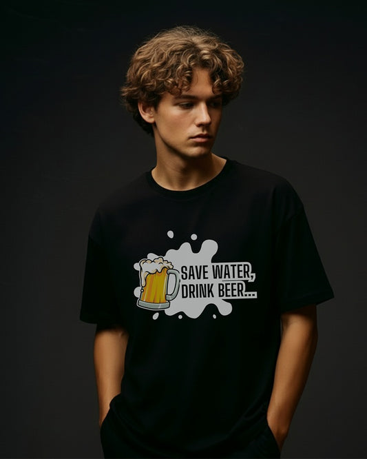 "Save Water Drink Beer" Oversized T-Shirt – Relaxed fit