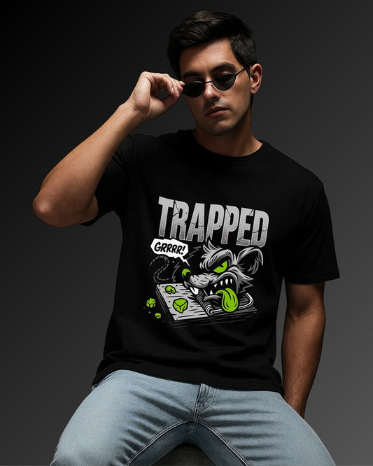 "Trapped” Half Sleeve Round Neck Unisex Cotton T-Shirt