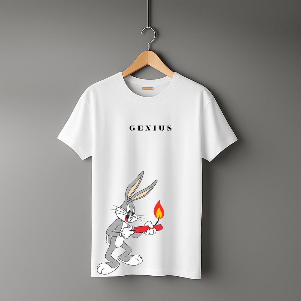 "Genius” Half Sleeve Round Neck Unisex Cotton T-Shirt
