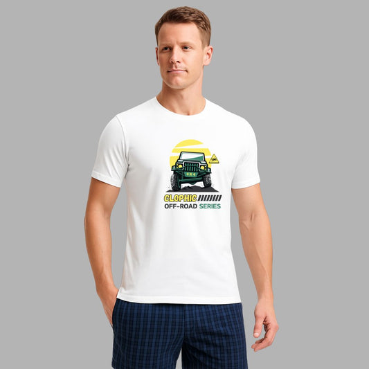 "Off-Road” Half Sleeve Round Neck Unisex Cotton T-Shirt