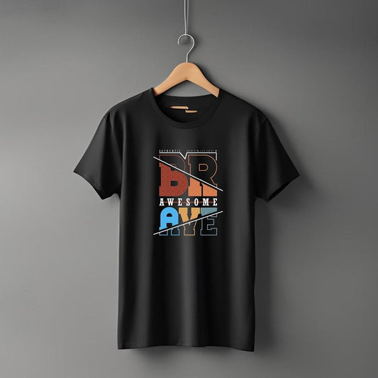"Brave” Half Sleeve Round Neck Unisex Cotton T-Shirt