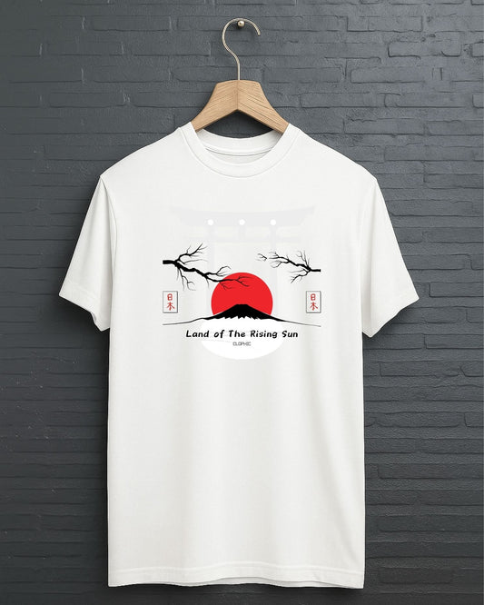 "Land of the Rising Sun" Design - Casual Graphic White T-Shirt