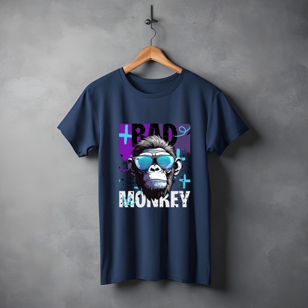 Clophic "Bad Monkey” Half Sleeve Round Neck Unisex Cotton T-Shirt