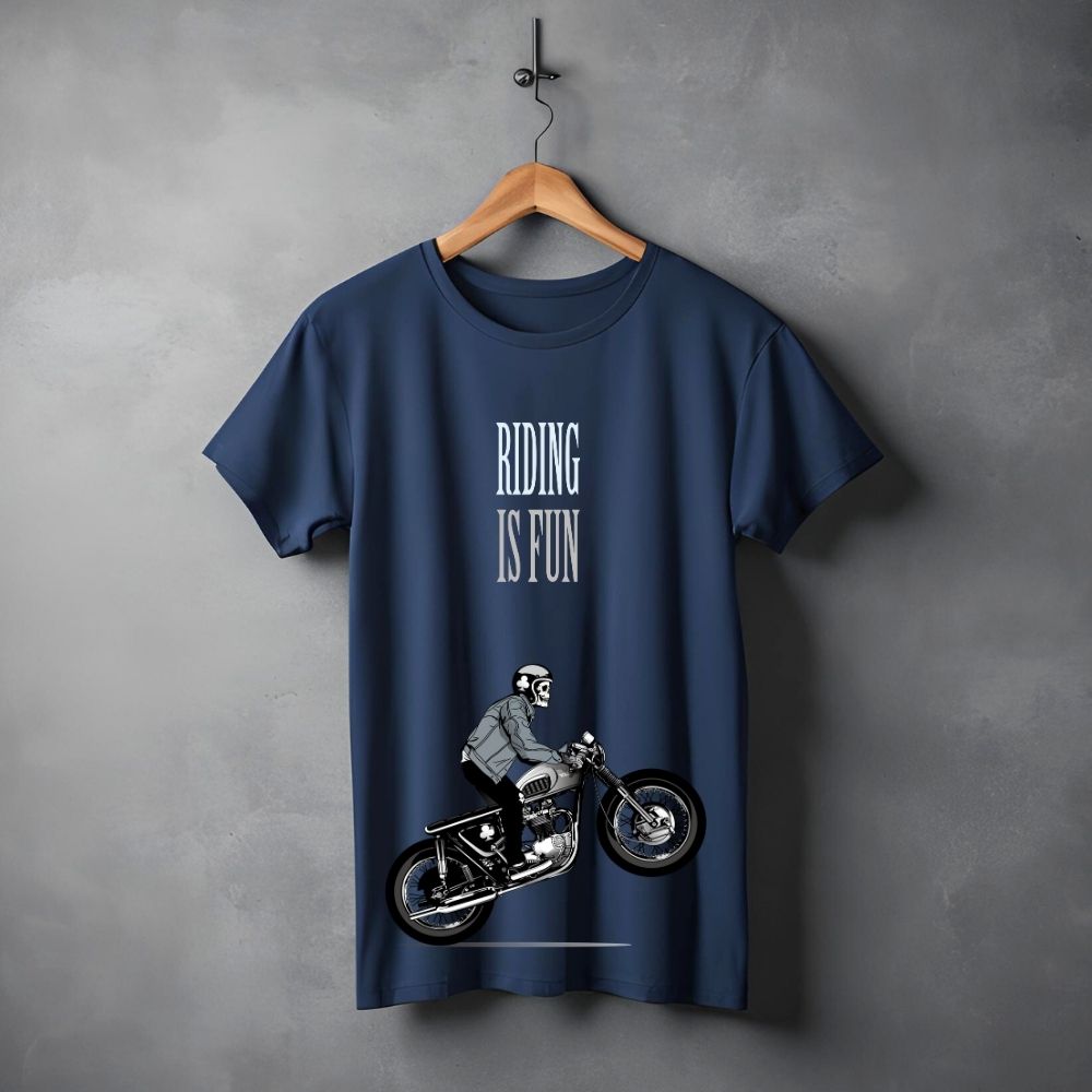 Clophic “Riding Is Fun” Regular Fit Half Sleeve Round Neck T-Shirt